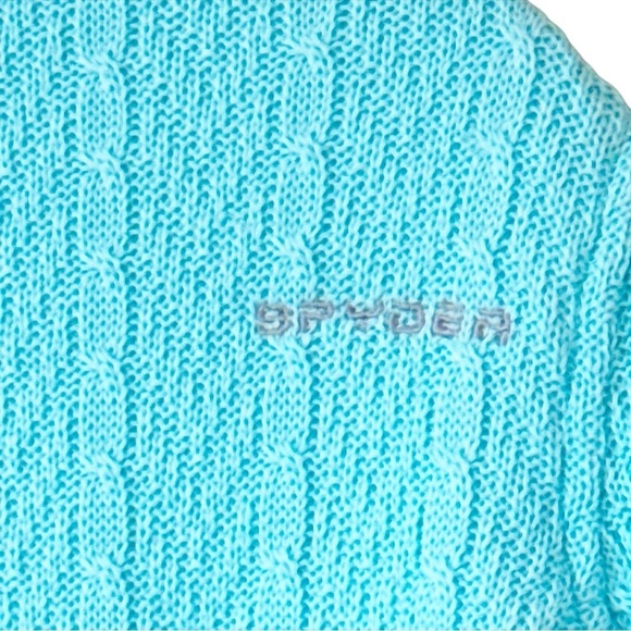 SPYDER Major Cable Knit Stryke Full Zip Fleece Sweater Jacket Blue Size Small - Picture 3 of 7